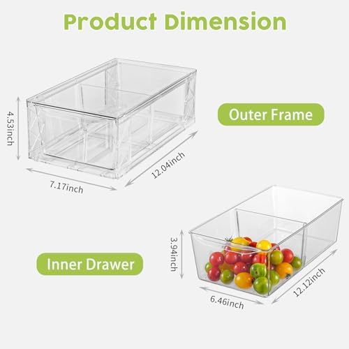 8 Pack Acrylic Storage Drawers, Clear Stackable Storage Drawers, Acrylic Organizers Drawers for Under Sink, Pantry, Bathroom, Makeup Organizers Cosmetic Display,Classroom Storage Organization, Medium - Image 2