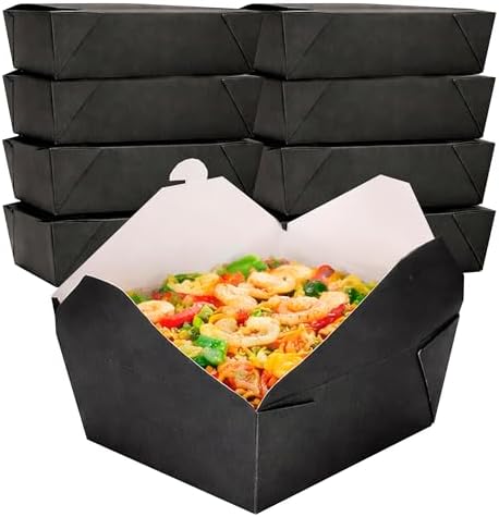 FC Meyer MeyerPak #1 Take Out Cartons, Leak & Grease Resistant Take Out Boxes, To Go Food Containers, 4 3⁄8” x 3 1⁄2” x 2 1⁄2“, Black, Pack of 450 by FCMeyerPackagingLLC