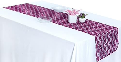 MDS Pack of 15 Wedding 12 x 108 inches Lace Table Runner for Wedding, Decorations for Birthday Parties, Banquets, Graduations, Engagements, and Runners fit Rectangle, Round Table- Eggplant - Image 4