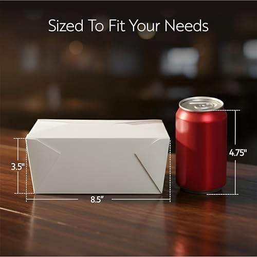 Restaurantware 98 oz Paper Rectangle 4 Bio Box Take Out Container, 50 Ct - Image 2