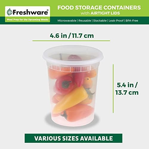 Freshware Food Storage Containers [240 Set] 32 oz Plastic Deli Containers with Lids, Slime, Soup, Meal Prep Containers | BPA Free | Stackable | Leakproof | Microwave/Dishwasher/Freezer Safe - Image 3