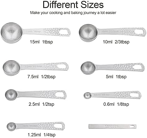 Measuring Cups and Spoons Set 14, 18/8 Stainless Steel Measuring Cups and Spoons Set for Baking & Kitchen, Metric & US Measure 6 Cups & 7 Spoons with Leveler - Image 4