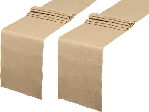 2 Pack Natural Burlap Table Runners (12 x 108 Inch) | Rustic Jute Table Runners for Wedding, Farmhouse, Thanksgiving, Coffee Table Decor Cover, Fall Décor & Parties by BULMAK