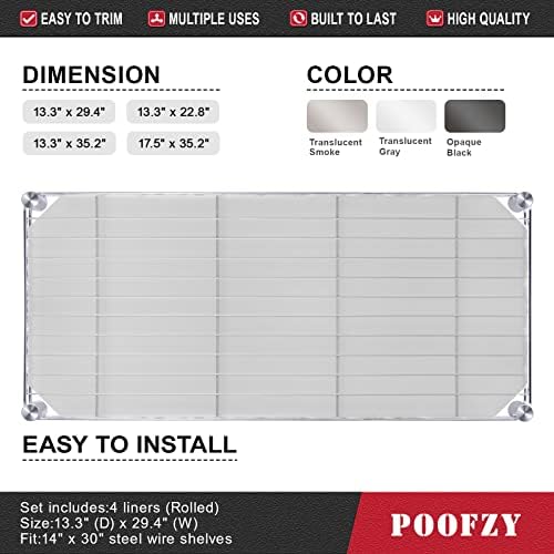 Poofzy Wire Shelf Liner 14" x 30", Set of 4 Clear - Image 4