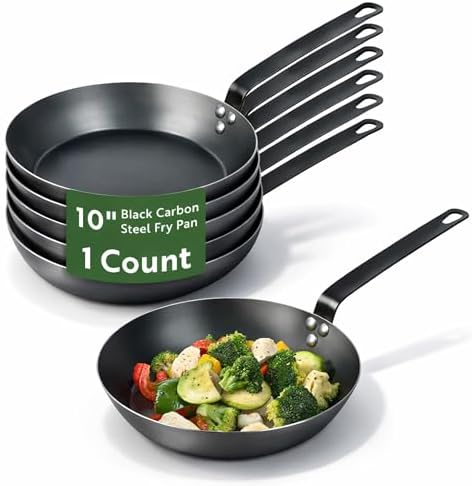 Restaurantware-Met Lux 10 Inch Fry Pan, 1 Lightweight Frying Pan - Induction-Ready, Triple-Riveted, Black Carbon Steel Cooking Skillet, Durable, For Searing, Sauteing, And Browning Food by Restaurantware