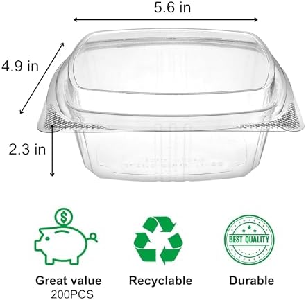 12oz Tall Dome RPET Clear Hinged Lid Deli Container- 200Pcs - Image 2