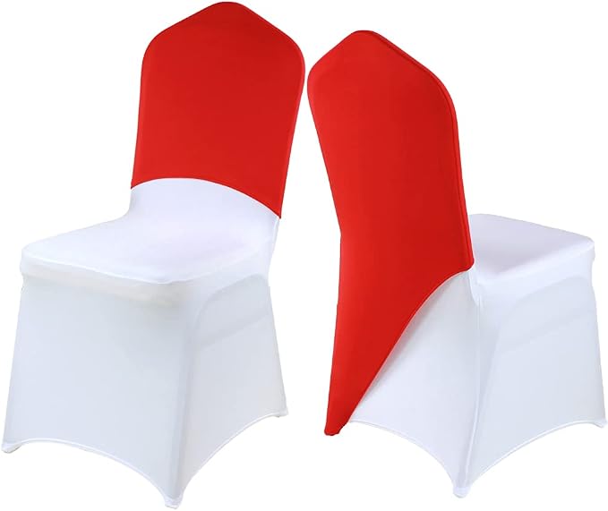 Red Chair Cap Covers Sashes Bands/Hood/Hat Elegant for Wedding Party Event Decor Red(10 pcs) by banquetbay