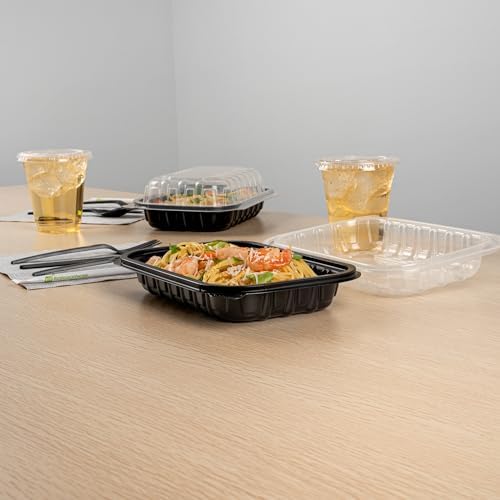 Restaurantware 24 oz Black Plastic Clamshell Container, 50 Pack - Image 5