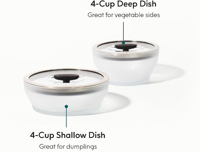 Anyday 4-Pc Medium Microwave Cookware Glass Food Storage Set (Black Sesame) | Plastic-Free Containers, Stackable Steamer with Vented Lid, Microwave-Safe Reheating, Steaming Vegetables, Rice - Image 2