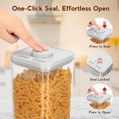 VINATO Storage Jars with Lid, Airtight, Pack of 3, 600/1250/2280 ml Storage Box with Lid, Kitchen, Plastic Food Storage for Flour, Oats, Cereals - Image 3