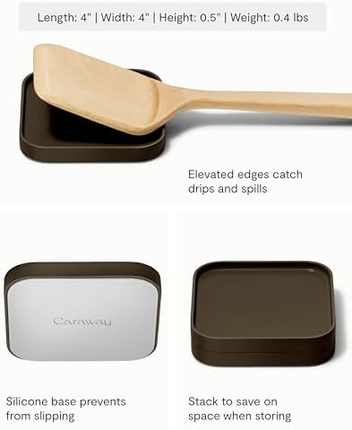 Caraway Spoon Rest Set of 4, Stackable Spoon Holder for Kitchen Counter | Drip Catching, Heat-Resistant Design, Non-Slip Base, Black - Image 2