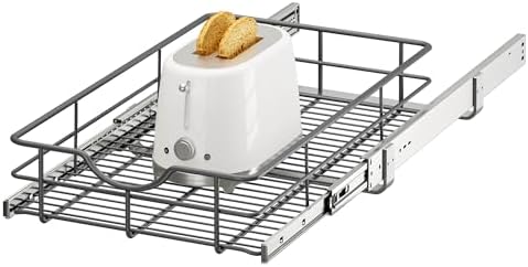 Pull Out Shelves - 14" W x 22" D Soft Close Pull Out Cabinet Organizer 1 Tier - Sliding Shelves with Shelf Liner - Heavy Duty Steel Wire Drawers for Kitchen Cabinets, Pantry, Bathroom by Unknown