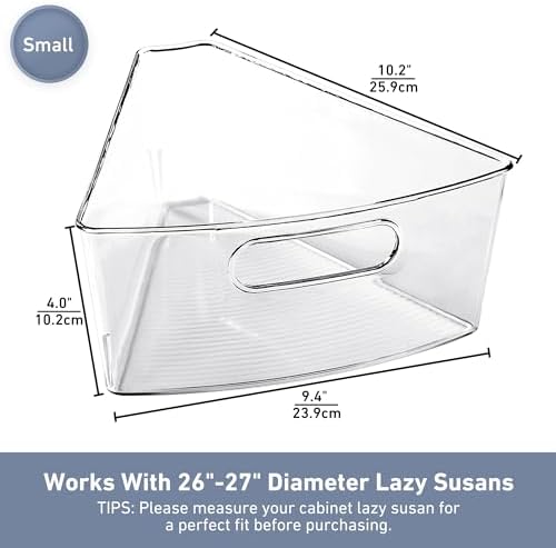 Leeden Lazy Susan Organizer for 26" Diameter Corner Lazy Susan, Plastic Kitchen Cabinet Storage Bins with Handle, 8 Packs, 1/8 Wedge - Food Safe, BPA Free - Image 3