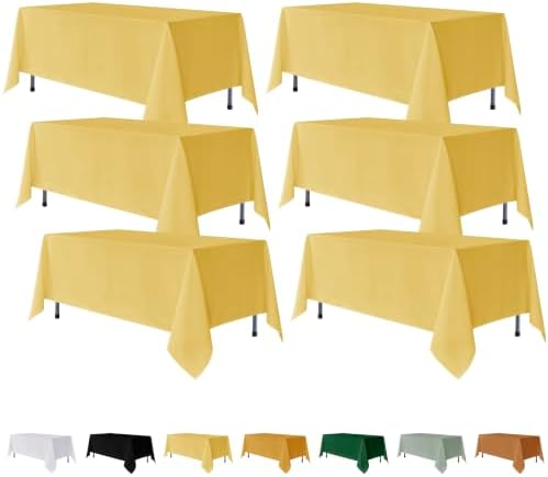 Fitable 6 Pack Rectangle Tablecloths, 70 x 108 Inch, Yellow by Fitable