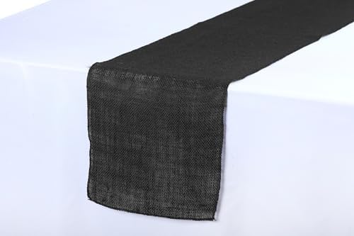 MDS® Pack of 5 Natural Burlap Table Runner, 12 x 108 Inch, Jute Rustic Farmhouse Boho Table Decor for Wedding Reception, Dining Table, Bridal Shower, Baby Shower & Party Decorations - Black - Image 3