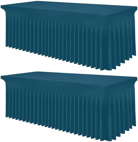 Smiry 2 Pack Spandex Elastic Fitted Table Cloth Skirt for 8FT Table by Smiry