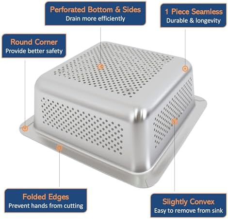 GSW Stainless Steel Floor Sink Drain Strainer Drop-in Basket 8-5/8W x 8-5/8”L x 3”H - Perfect for Restaurant, Bar, Buffet (Drop-in SS x 4) - Image 3