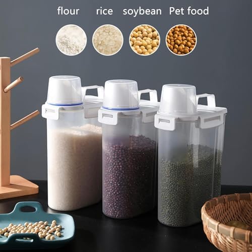 5.5 Lbs Rice Airtight Dry Food Storage Container Set of 4, Rice Storage Bin Cereal Containers Dispenser, Thicken Plastic Clear Food Storage Box with Pouring Spout, Measring Cup for Grain, Flour Snacks | BPA Free, Airtight Lid, with Pouring Spout, Clear... - Image 4
