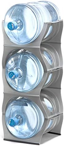 Bariboo Stackable Water Bottle Storage Rack Best Water Jugs 5 Gallon Organizer. Jug Holder for Kitchen, Cabinet and Office Organizing. Reinforced Polypropylene (Silver, 3 No Shelf) by Bariboo