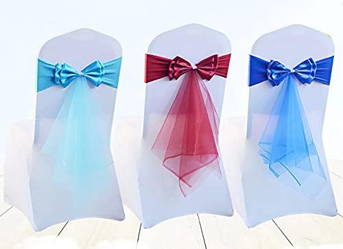 12Pcs Stretch Satin Chair Sashes Bows Chair Bands Decor for Hotel Wedding Reception Party Event Chair Cover Decoration Grey - Image 3