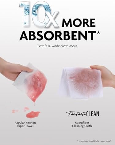 Fantasticlean Microfiber Cleaning Cloth Rolls-675 Sheets (9 Rolls of White) - Image 5