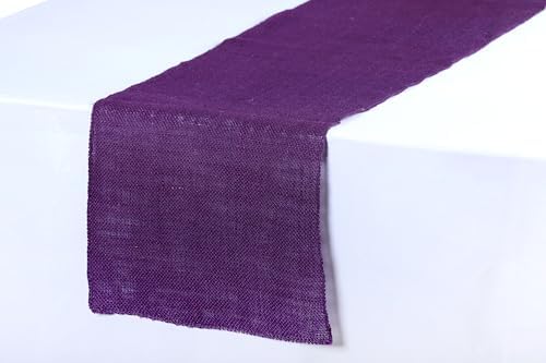 MDS® Pack of 20 Natural Burlap Table Runner, 12 x 72 Inch, Jute Rustic Farmhouse Boho Table Decor for Wedding Reception, Dining Table, Bridal Shower, Baby Shower & Party Decorations - Cadbury Purple - Image 3