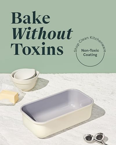 Caraway Non-Stick Ceramic-Coated 1 lb Loaf Pan Duo | Naturally Slick Ceramic Coating, Non-Toxic, PTFE and PFOA Free, Perfect for Pound Cakes, Breads, and More, White - Image 2