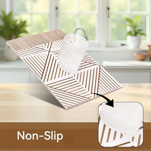 FIFTY FEET 12"x120" Non-Adhesive Shelf Liner for Kitchen Cabinets and Drawers, Washable Non-Slip PVC Cabinet Liner (Brown Modern)(1 Roll) - Image 2