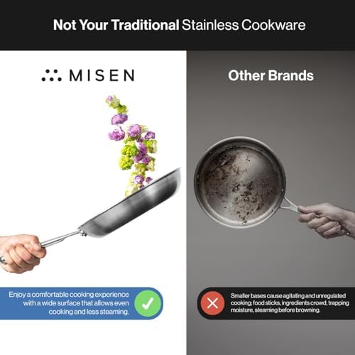 Misen 5-Ply Stainless Steel Cookware Set - Versatile, Dishwasher Safe - 5-Piece Set - 10" Skillet, 3 QT Saute Pan + Lid, 3 QT Saucier + Lid - Image 2