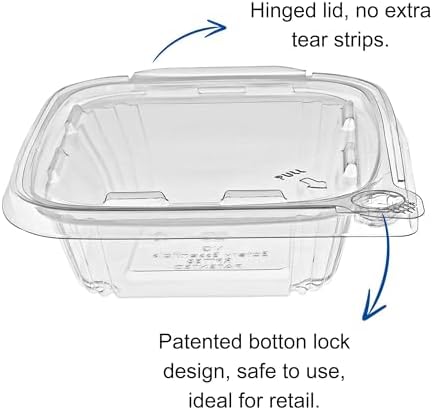 8oz RPET Clear Hinged Lid Tamper Evident Container - durable, stackable, to go box - 240pcs - Image 4