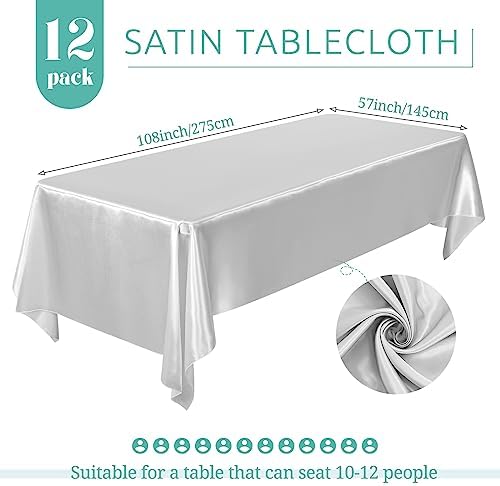 12 Pack Silver Satin Tablecloth, 57 x 108 Inch - Image 2