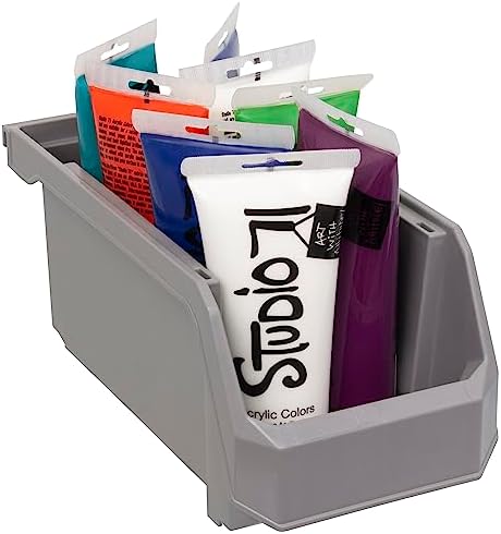 ReadySpace Medium Stackable Plastic Storage Bins, 8-Pack, Gray - Image 6