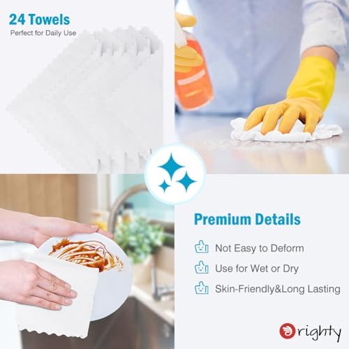 Orighty Microfiber Cleaning Cloth - 24 Pack, White Cleaning Rags 12x11 inch - Image 6