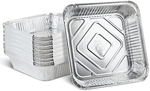 PLASTICPRO Disposable 9'' X 9'' X 2'' Inch Square Aluminum Tin Foil Baking Pans Bakeware - Cookware Perfect for Baking Cakes, Breads, Brownies, Bread, Meatloaf, Lasagna, Pack of 50 by PLASTICPRO
