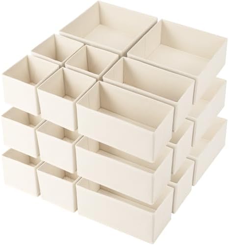 Criusia Drawer Organizer Clothes, 24 Pack Underwear Drawer Organizers, Foldable Closet Organizers and Storage Dresser Drawer Dividers Clothing Organizer for Clothes, Socks, Scarves, Bra, Ties (Beige) by Criusia