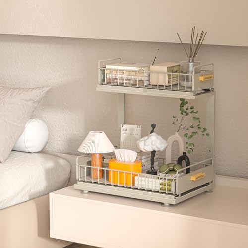 Under Sink Organizer, Pull Out Kitchen Cabinet Organizer 2 Tier Slide Out Under Sink Organizers and Storage, Sink Shelf Cabinet Storage Shelves for Kitchen Bathroom Pantry, Grey - Image 5