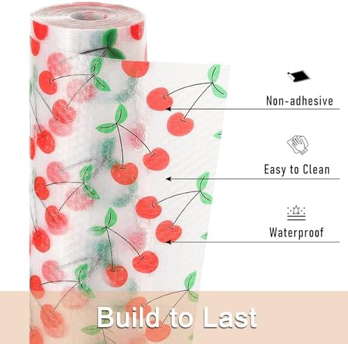 Cooyes Shelf Liner, Non-Adhesive Waterproof Shelf Paper with Fruit Pattern, Easy to Cut and Durable EVA Cabinet & Drawer Mat for Kitchen (23.6 Inch W x 236 Inch L, Red Cherry) - Image 3