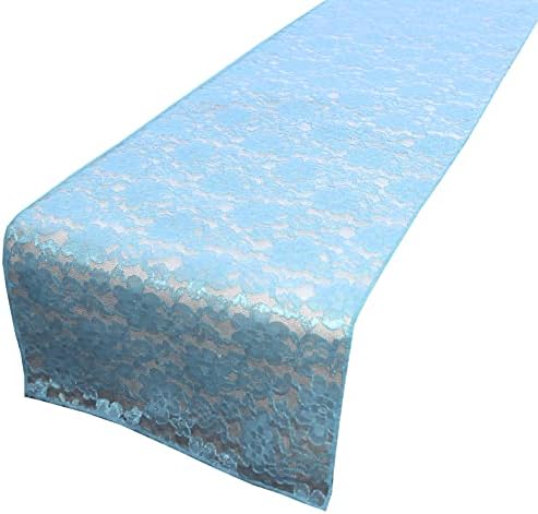 Zen Creative Designs 10 Pack Floral Lace Table Runner Sheer Lace Event Party Wedding Table Decor (12" by 60", Baby Blue) by ZenCreativeDesigns