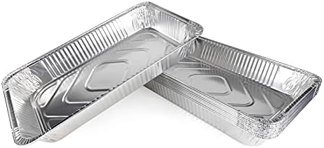 IDL Packaging Full Size Aluminum Steam Table Pans - Deep, 21" x 13" x 3" (Pack of 10) - Disposable Foil Pan for Grilling, Roasting, BBQ, Cooking, Baking, Freezing - Food-Safe Catering Supplies by IDLPackaging