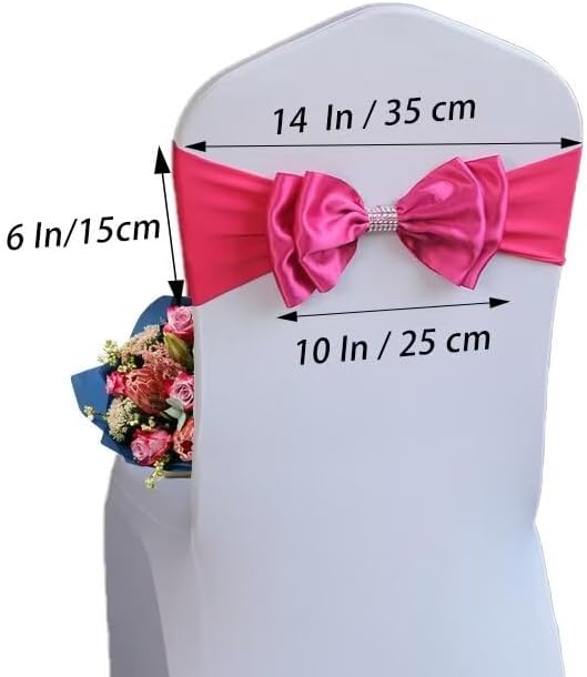 50 PCS Spandex Chair Sash Bow Tied,Elastic Sashes Chair Bands for Wedding Party Reception Events Celebration Banquets Hotel Event Decorations Chairs Decoration(Rose Red) - Image 2