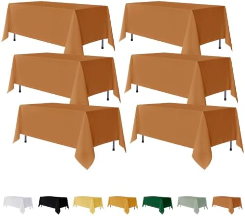 Fitable 6 Pack Bronze Tablecloths for Rectangle Tables, 70 x 120 Inch by Fitable