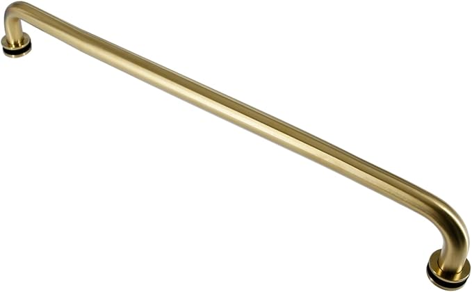 Stainless Steel 304 Grade 24" inch Shower Glass Door Single Side Round Shape Towel Bar Handle for 1/4~3/4" Thickness Glass (SSTS24) (Satin Gold) by TopHardware