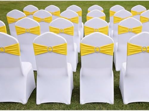 Yellow Sapndex Chair Sashes 50 Pack, Yellow Chair Bows Sashes for Wedding Birthday Party Folding Chairs Decor - Image 3
