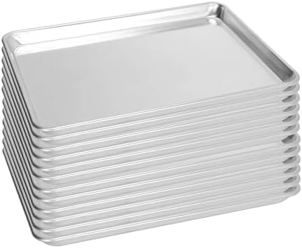 12 Pack Half Size Aluminum Baking Sheet Pan, 18 x 13 in | NSF, Aluminum Commercial Cookie Sheets, Non-Stick, Oven Safe Up to 500℉ by FSUON