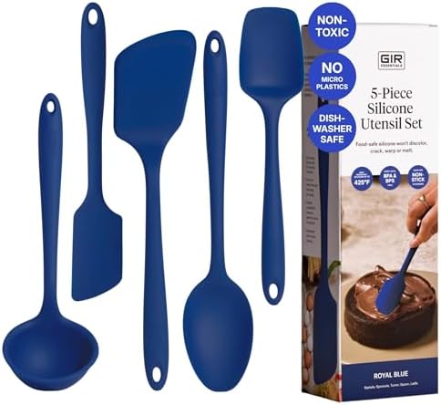 GIR 5-Piece Silicone Kitchen Utensils Set, Non-Toxic Cooking Utensils for Cooking and Baking, Heat Resistant, Food Grade, Dishwasher Safe Rubber Spatula, Ladle, Spoon - Royal Blue by GIRGetItRight