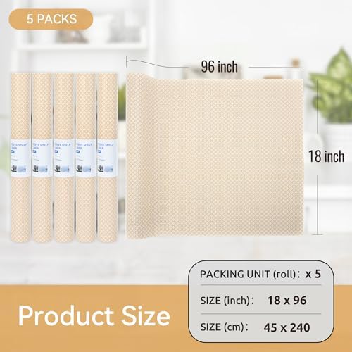 FIFTY FEET 12"x120" Non-Adhesive Shelf Liner for Kitchen Cabinets and Drawers, Washable Non-Slip PVC Cabinet Liner (Yellow Circle)(5 Roll) - Image 5