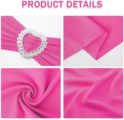 Pack of 120 Spandex Chair Sashes Bows Stretch Chair Cover Band with Buckle Slider Universal Elastic Chair Ties for Wedding Banquet Party Event Decoration (Fuchsia) - Image 3