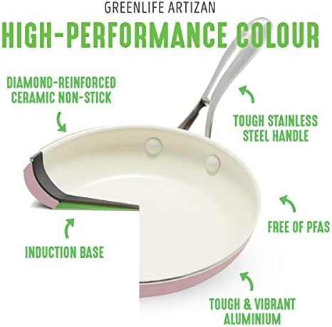 GreenLife Artisan Healthy Ceramic Nonstick, 5QT Saute Pan Jumbo Cooker with Helper Handle and Lid, Stainless Steel Handle, Induction, PFAS-Free, Dishwasher Safe, Oven Safe, Pink - Image 4