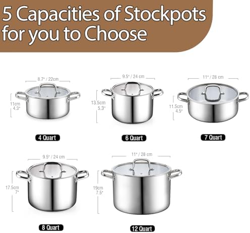 Cook N Home 4 Quart Tri-Ply Clad Stainless Steel Stock Pot with Lid - Image 2