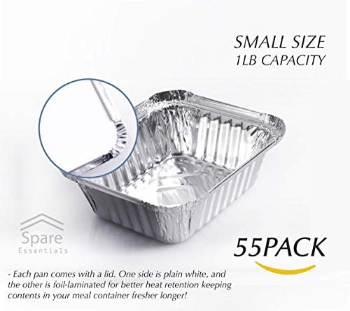 55 Pack - Aluminum Pan/Containers with Lids/Foil Containers/Aluminum Pans with Lids/Take Out Containers/Disposable Pans/Aluminum Foil Food Containers/Freezer Meals containers (1 LB) - Image 2